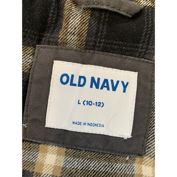 Old Navy Kids Canvas Jacket Boys L 10/12 Flannel‎ Lined Workwear Shacket Utility - Picture 7 of 9